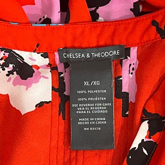 Chelsea & Theodore Floral Red Sleeveless Blouse Size XL - Picture 5 of 5